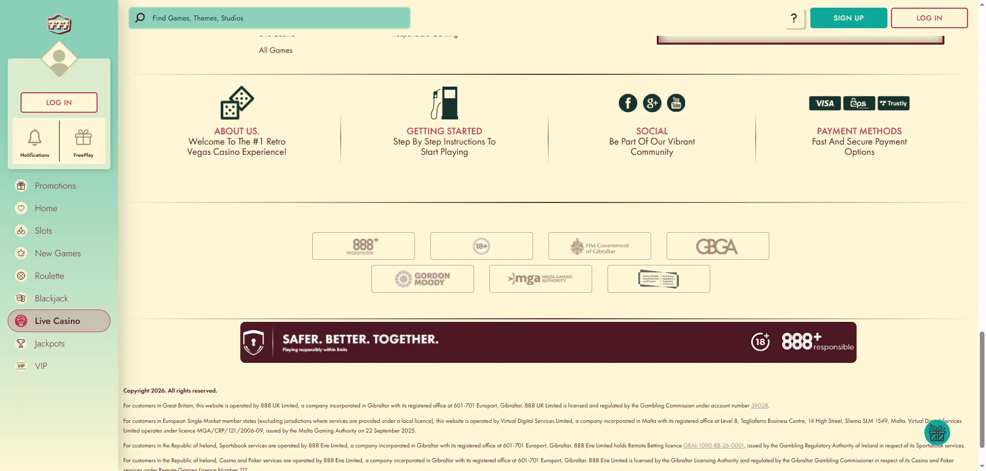 777 Casino deposit and withdrawal methods — Skrill PayPal Visa