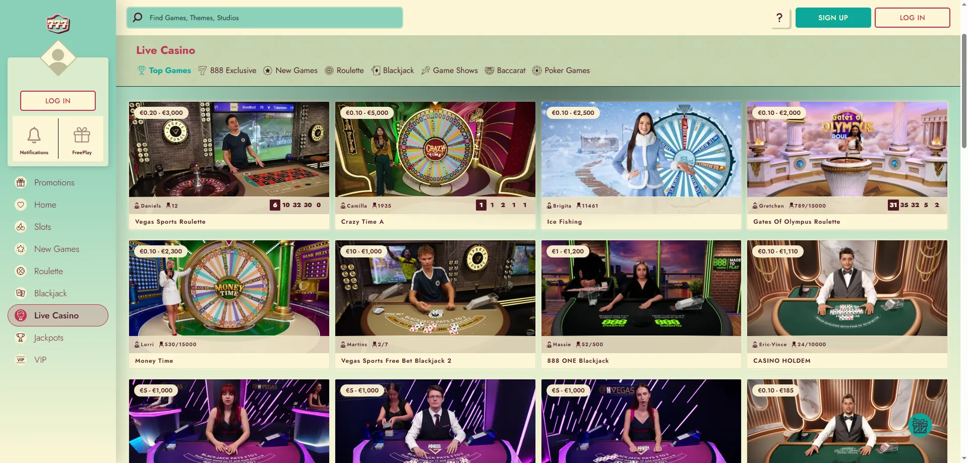 777 Casino live dealer games — roulette blackjack and baccarat tables